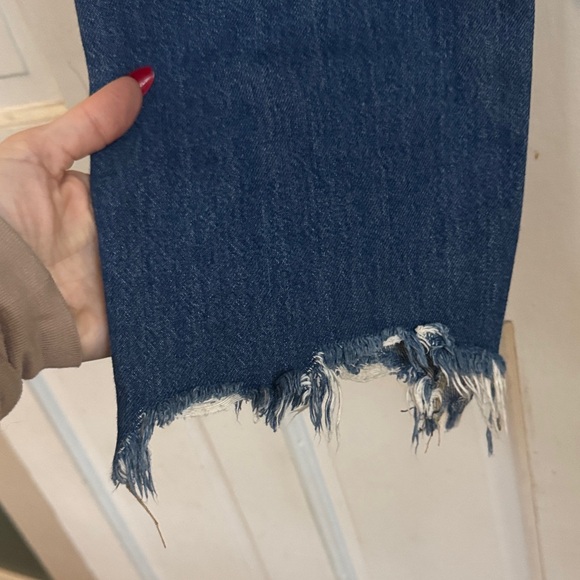 We The Free Distressed Straight Leg Jeans - Dark Blue - Picture 4 of 5